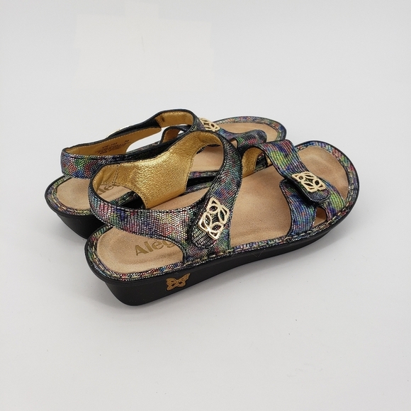 ALEGRIA Vienna Shine On Sandals 38 Multi-Colored Leather Rocker Bottom Shoe - Picture 11 of 13
